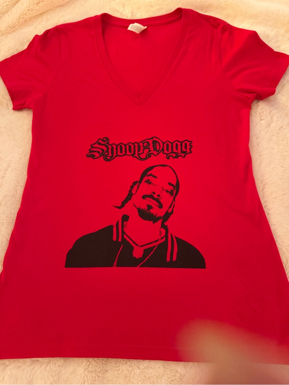 Bella Canvas Red V-Neck Graphic Tee with Black Print
